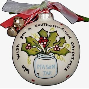 New Magnolia Lane Christmas Ornament Holly Mason Jar Southern